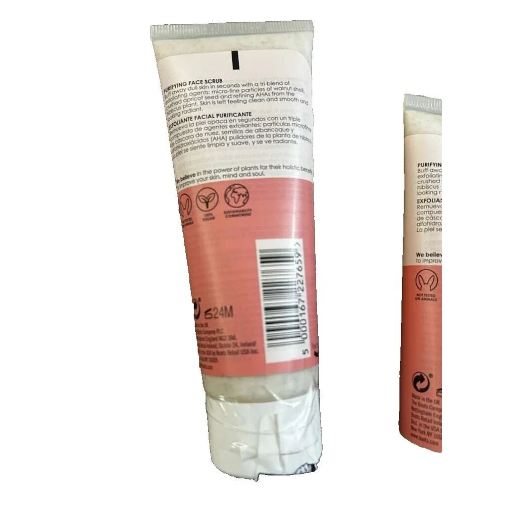 New 2 Pack Botanics Purifying Face Scrub All Bright with Hibiscus 2.5 oz